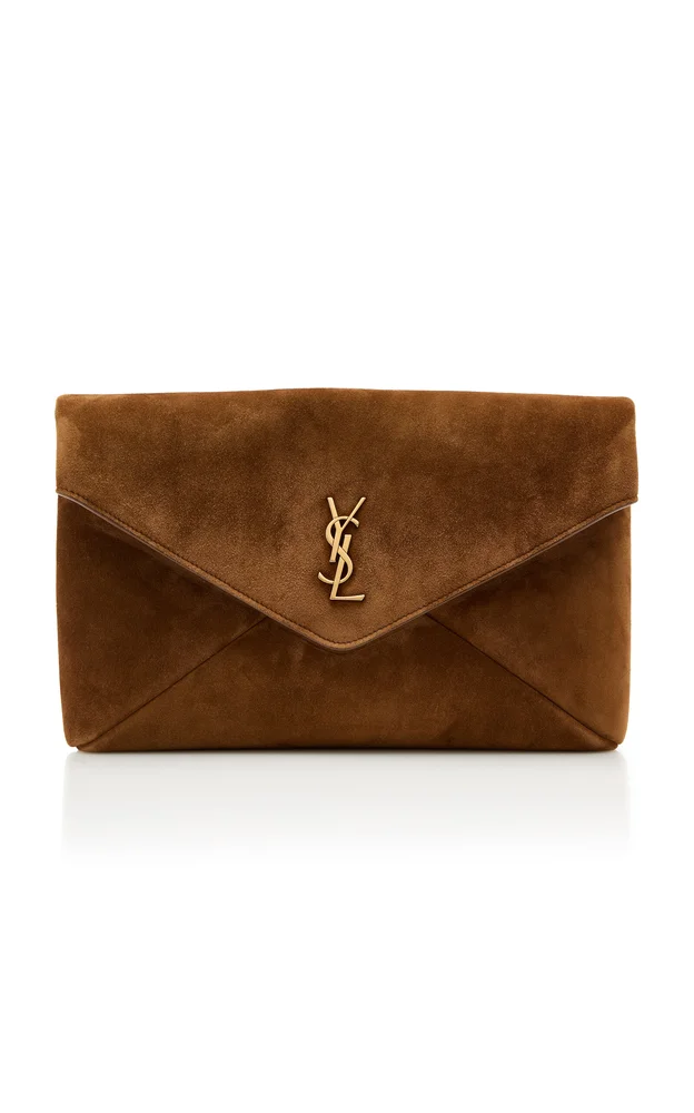Large Envelope Suede-Satin Pouch
