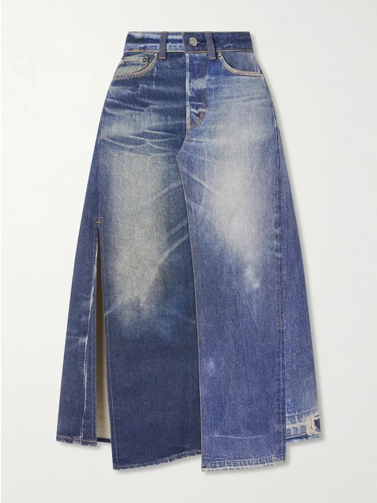 Craft denim midi skirt