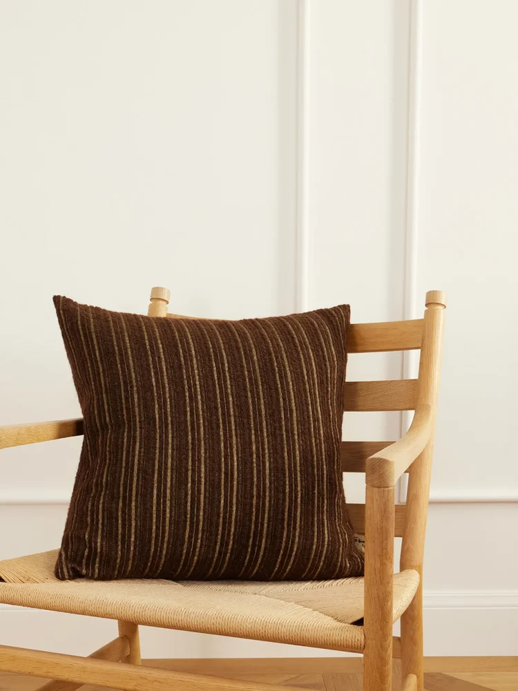 Lucidio striped cotton and wool-blend cushion