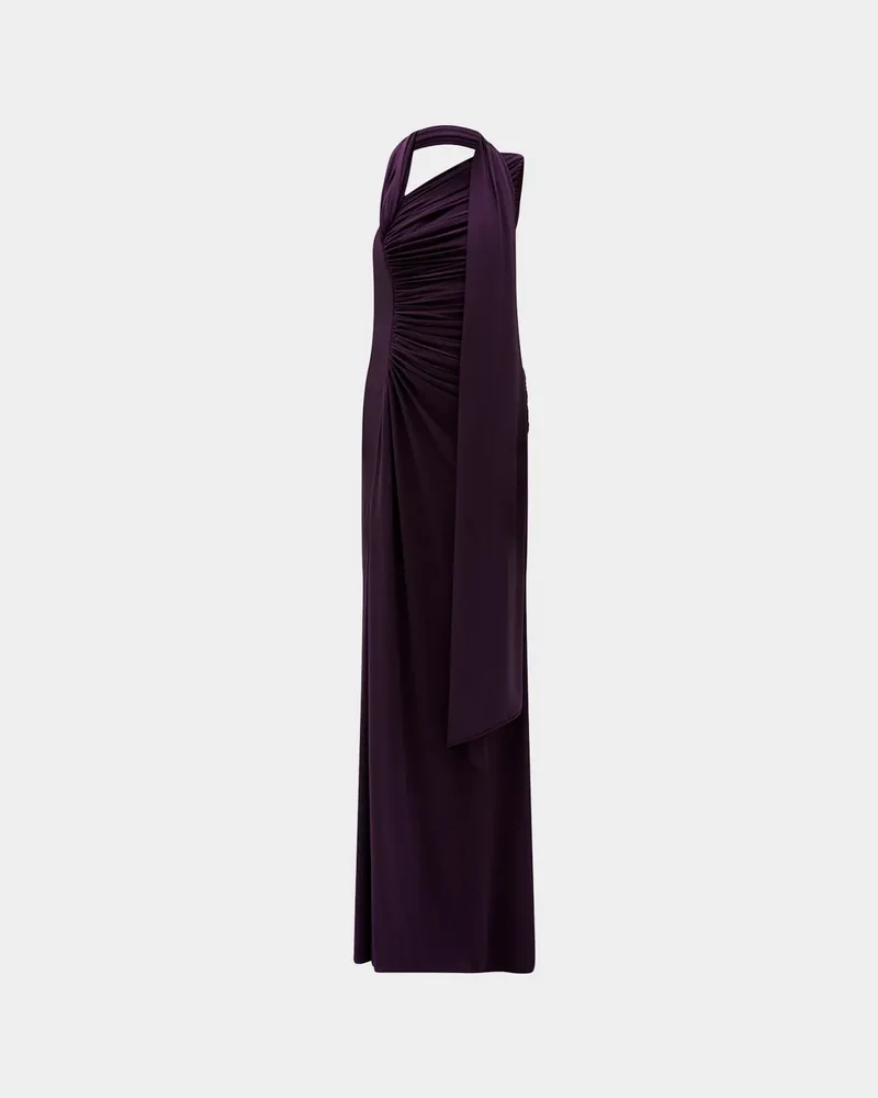 Ruched High-Slit Column Gown