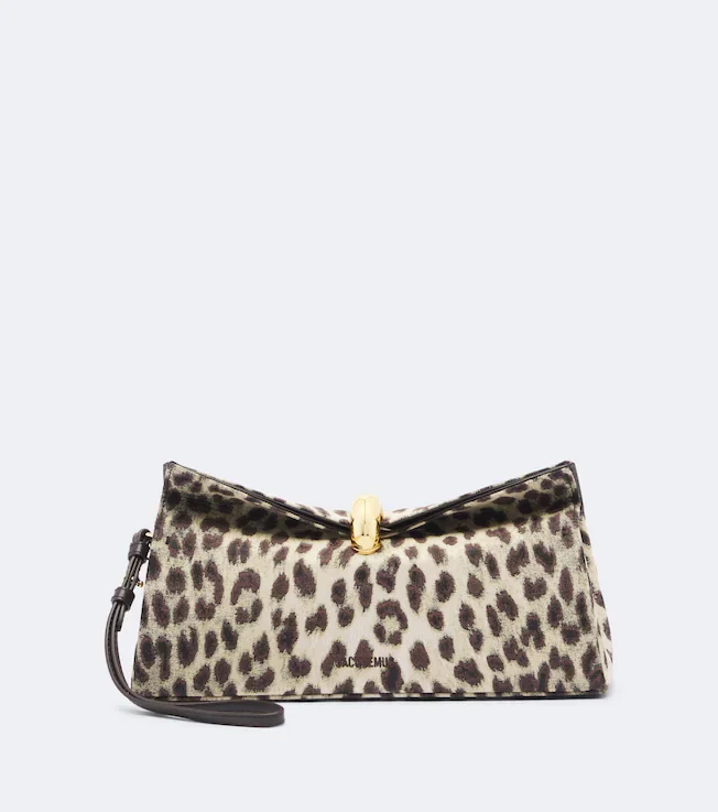 Valérie leopard-print canvas clutch