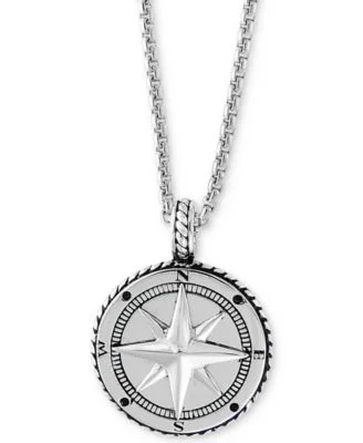 EFFY Men's Compass 22" Pendant Necklace in Sterling Silver