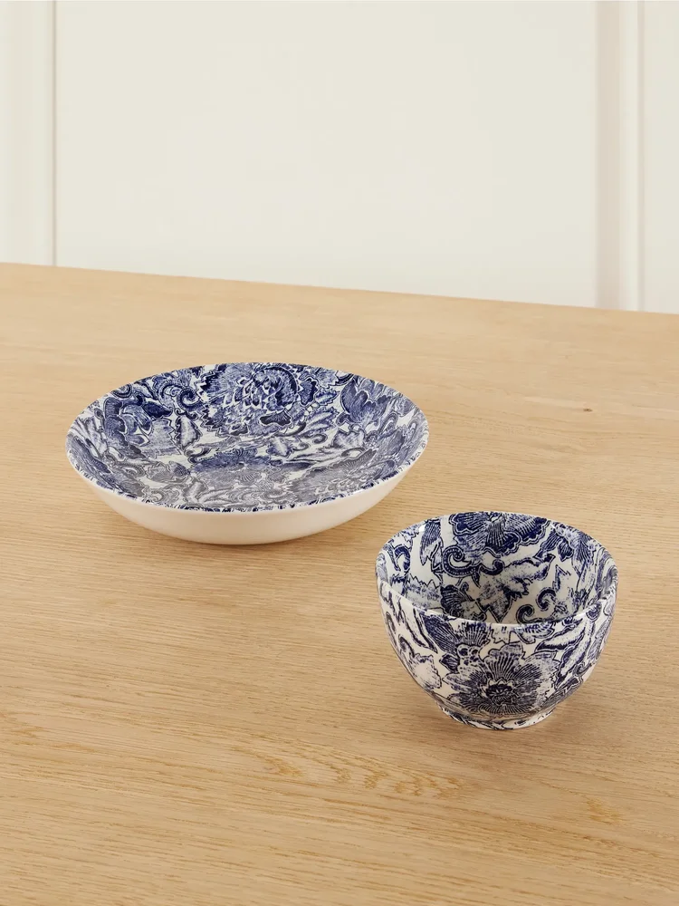 + Burleigh Faded Peony painted earthenware bowl and plate