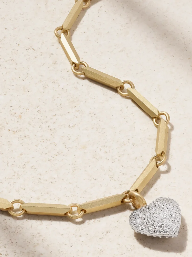 18-karat yellow and white gold diamond necklace
