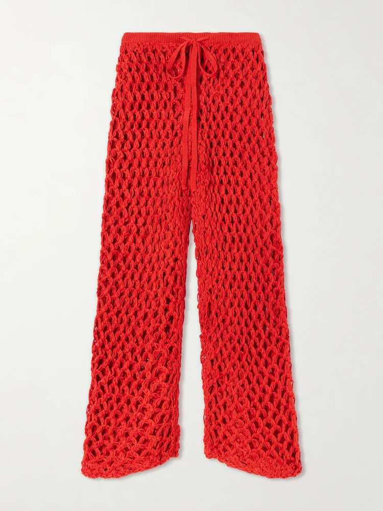 Clara crocheted straight-leg pants
