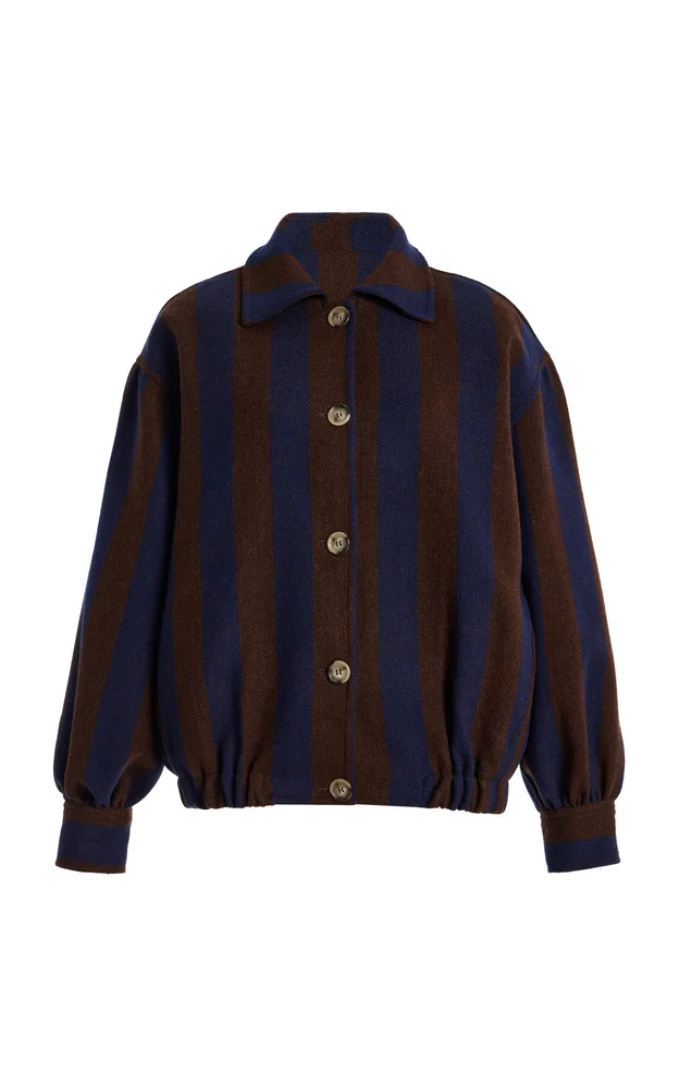 Striped Wool Bomber Jacket