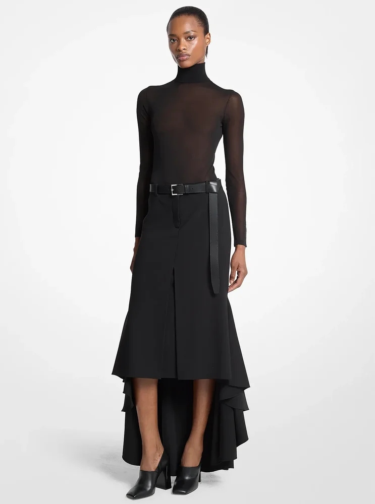 Wool Serge High-Low Trouser Skirt