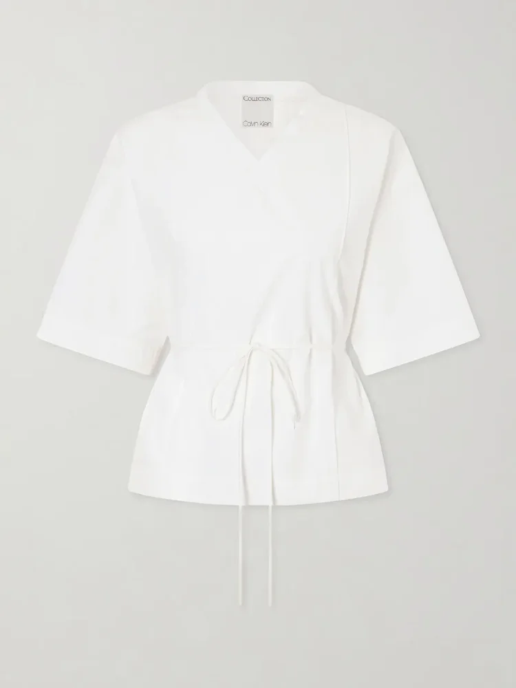 Lynn cotton-poplin wrap blouse