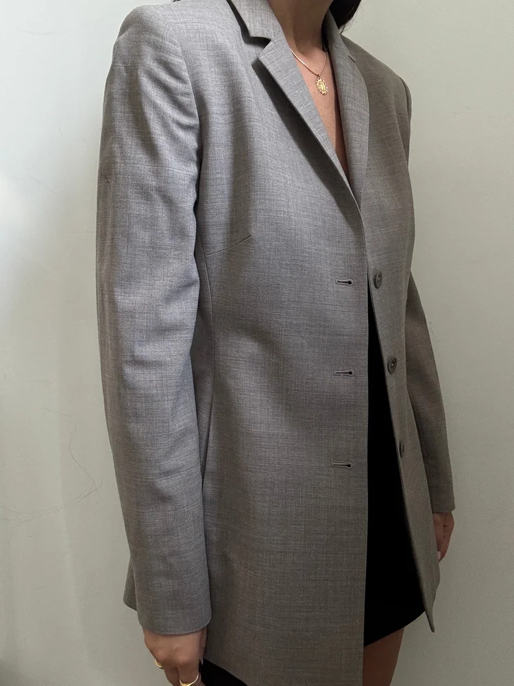 Vintage Light Grey Fitted Blazer Size Small