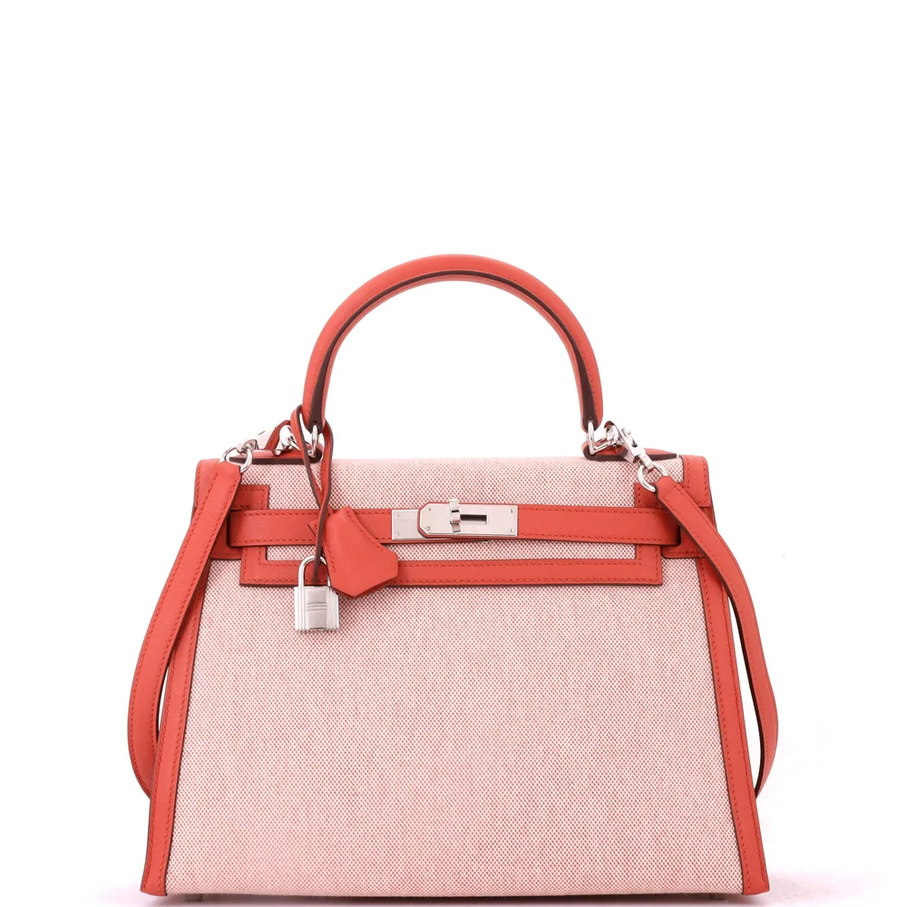Pre-Owned Kelly Lakis 28 Toile and Brique Swift with Palladium Hardware