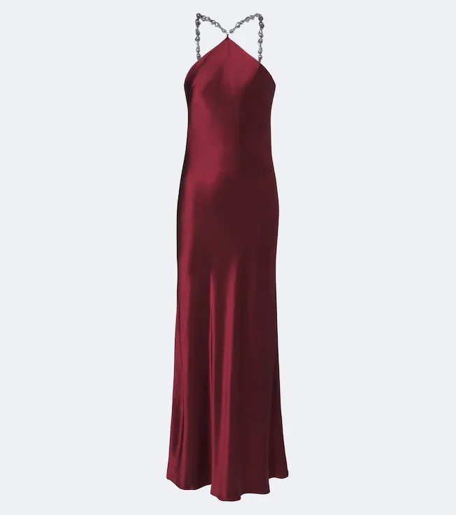 Cadence halterneck satin slip dress