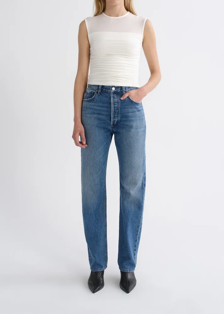90's Pinch Waist High Rise Straight Long (Weightless) in Circulate