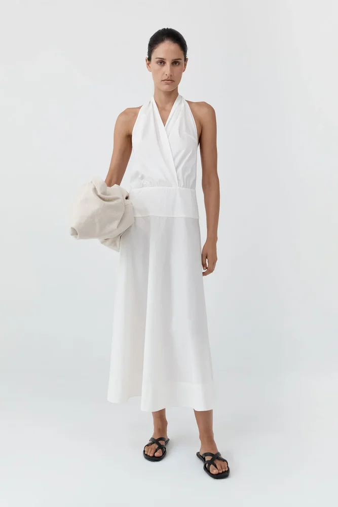 St. Agni Halter Circle Hem Dress - Off White
