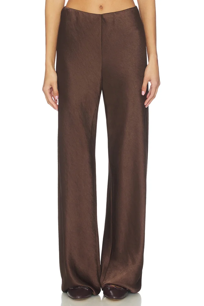 High Waist Fluid Satin Bias Pant