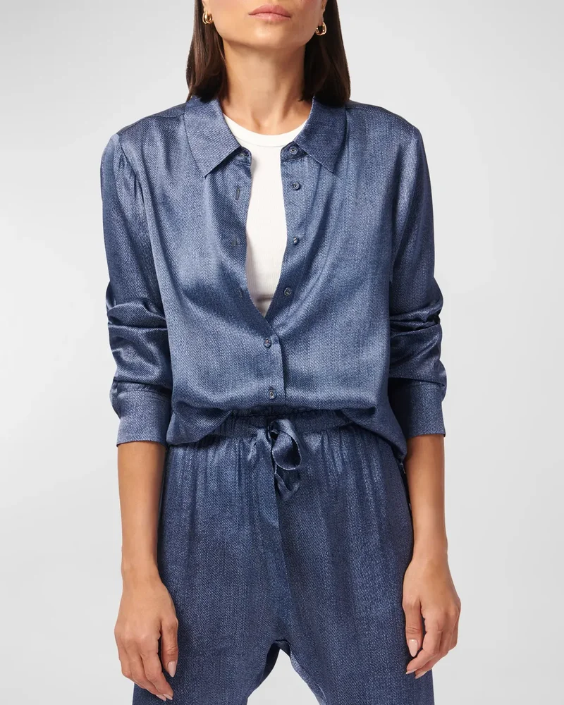 Crosby Silk Button-Front Blouse