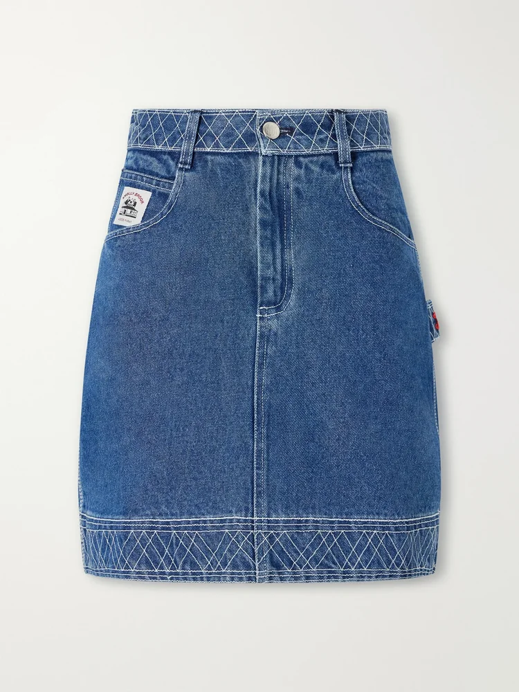 Embroidered cotton mini skirt