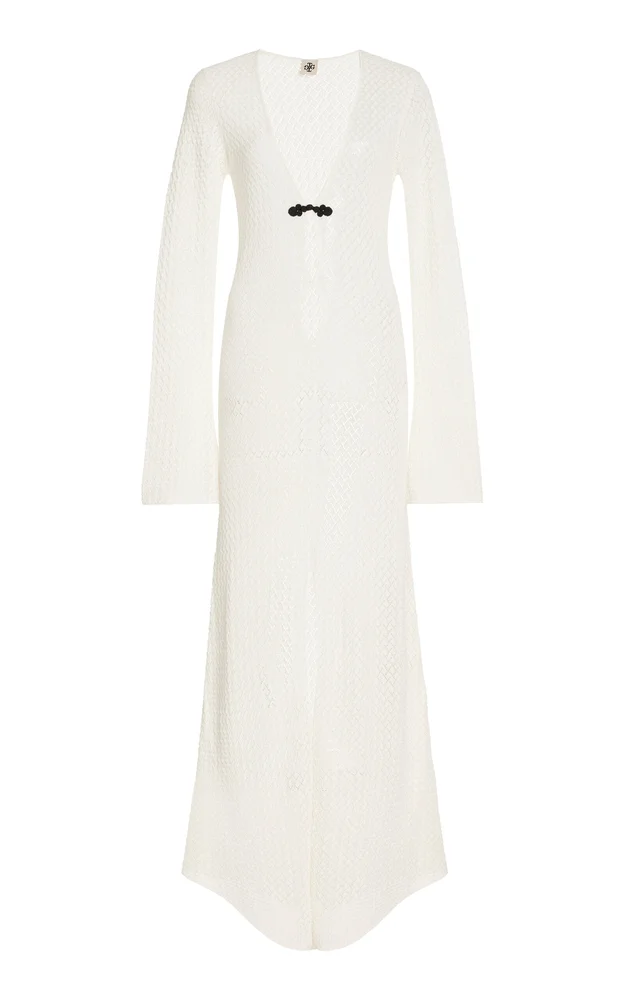 Tanzania Pointelle-Knit Organic Cotton Maxi Dress