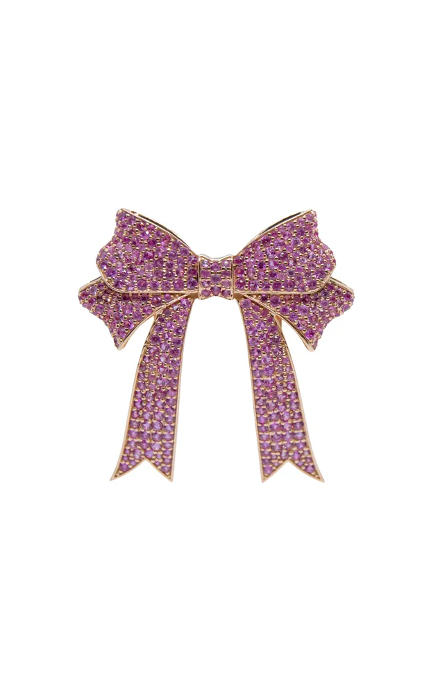 Bow 18K Rose Gold Sapphire Bag Charm