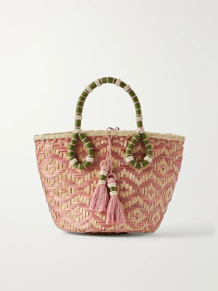 Raffia mini bucket bag