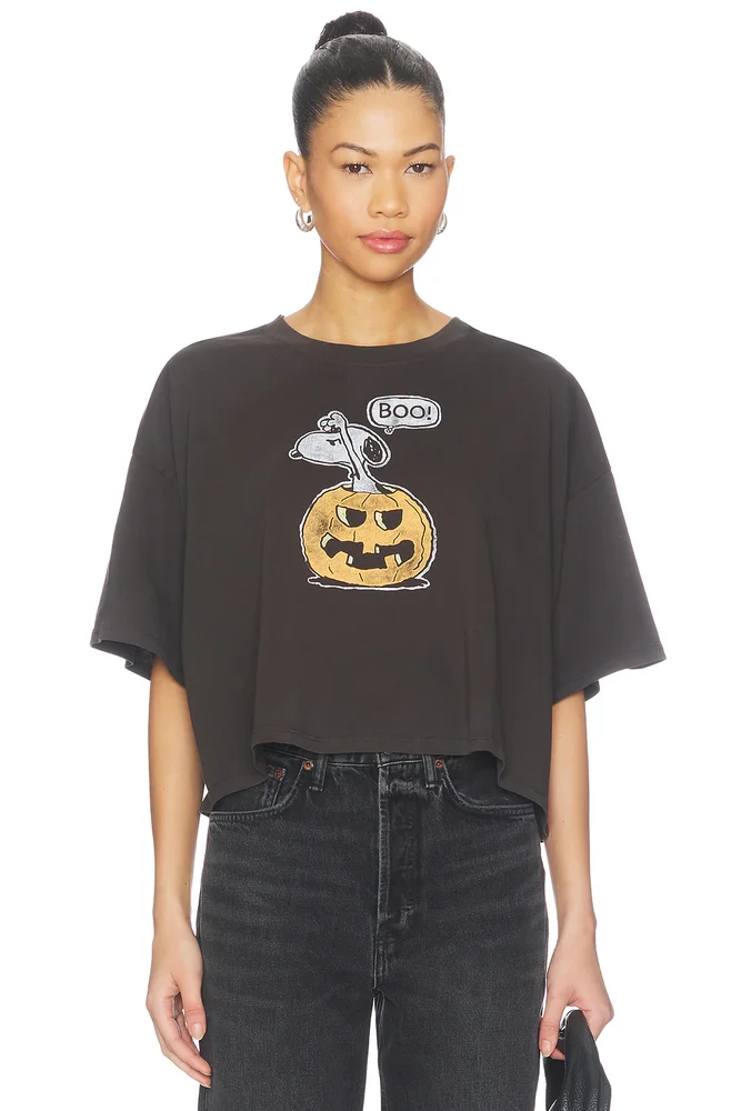 Peanuts Spooky Pumpkin Cropped Oversized Tee