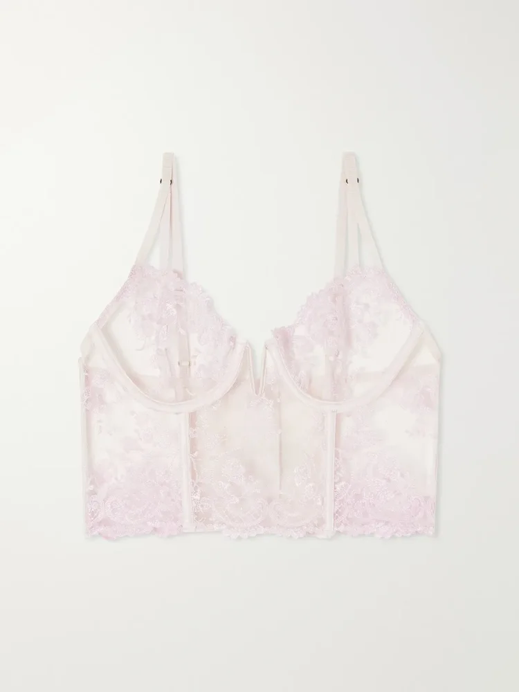 Juliette Longline lace-trimmed mesh underwired bra