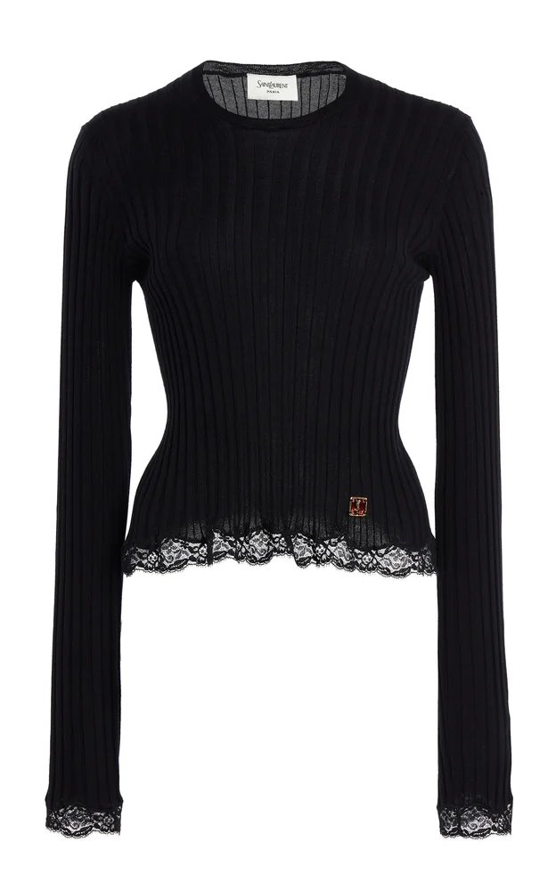 Cassandre Lace-Trimmed Knit Top