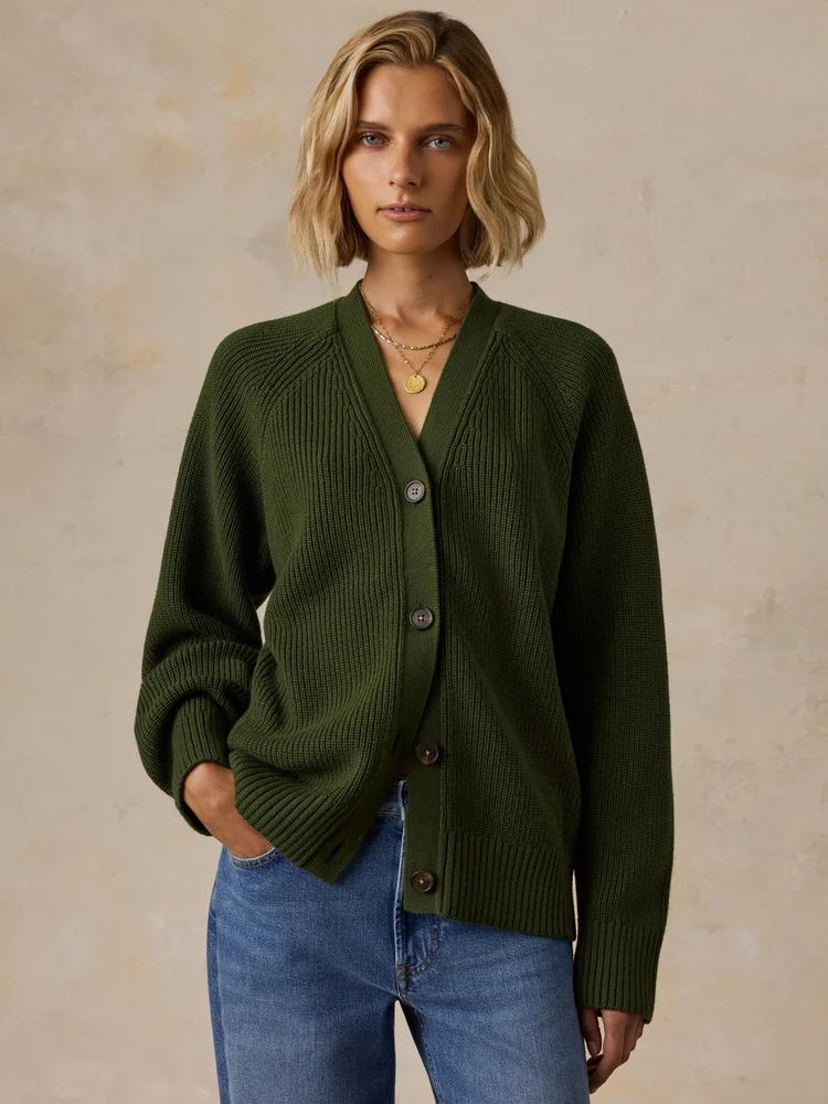 Northshore Cardigan, Deep Green