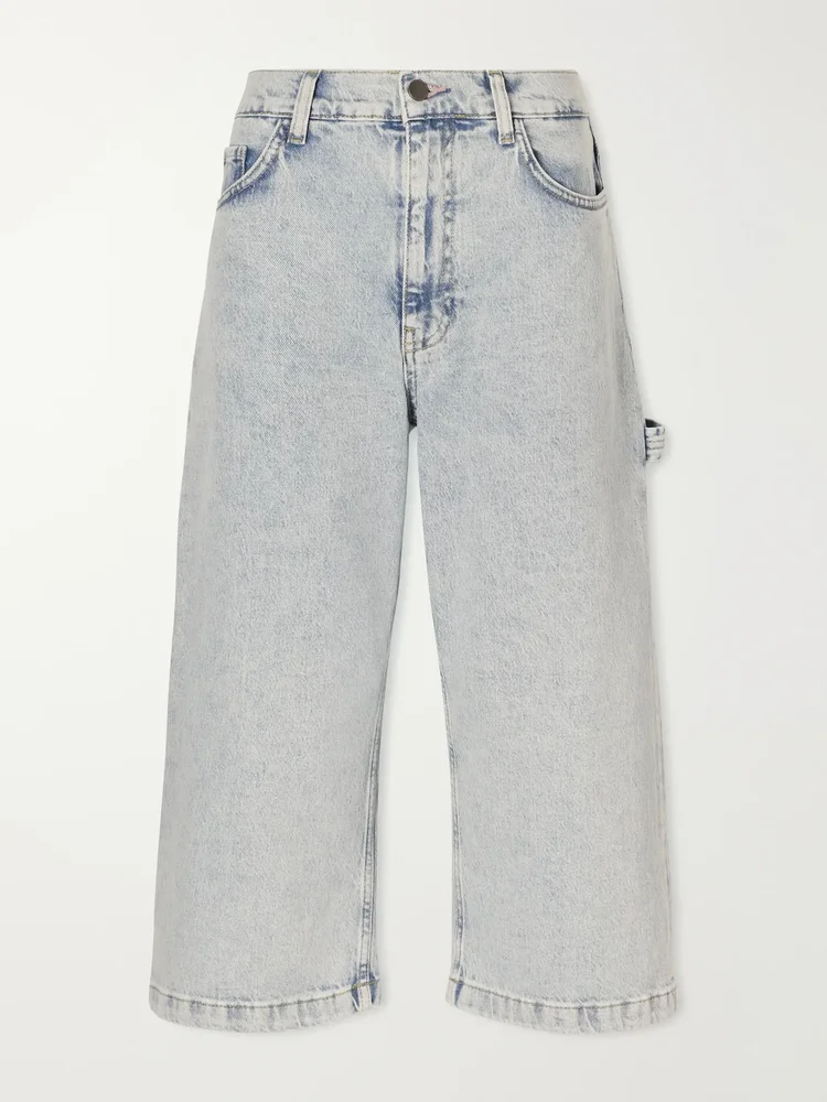 Low-rise wide-leg cropped jeans