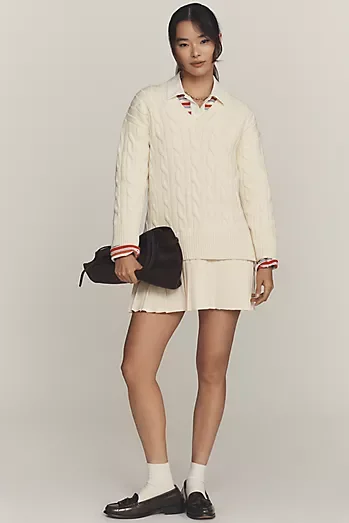 English Factory V-Neck Long-Sleeve Mini Twofer Dress