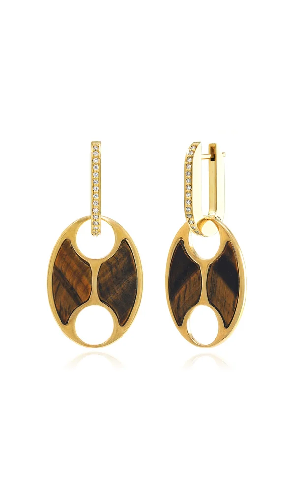 Mariner 18K Yellow Gold Diamond Tiger's Eye Earrings