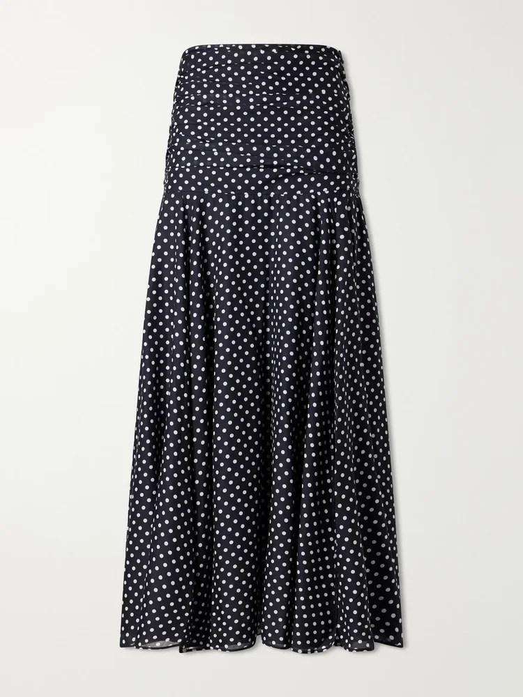 Senda polka-dot cotton-blend maxi skirt