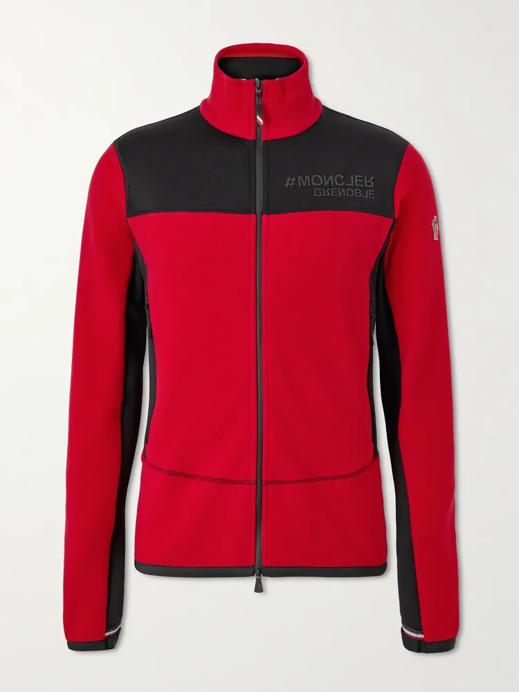 Shell-Trimmed Logo-Print Fleece Ski Jacket