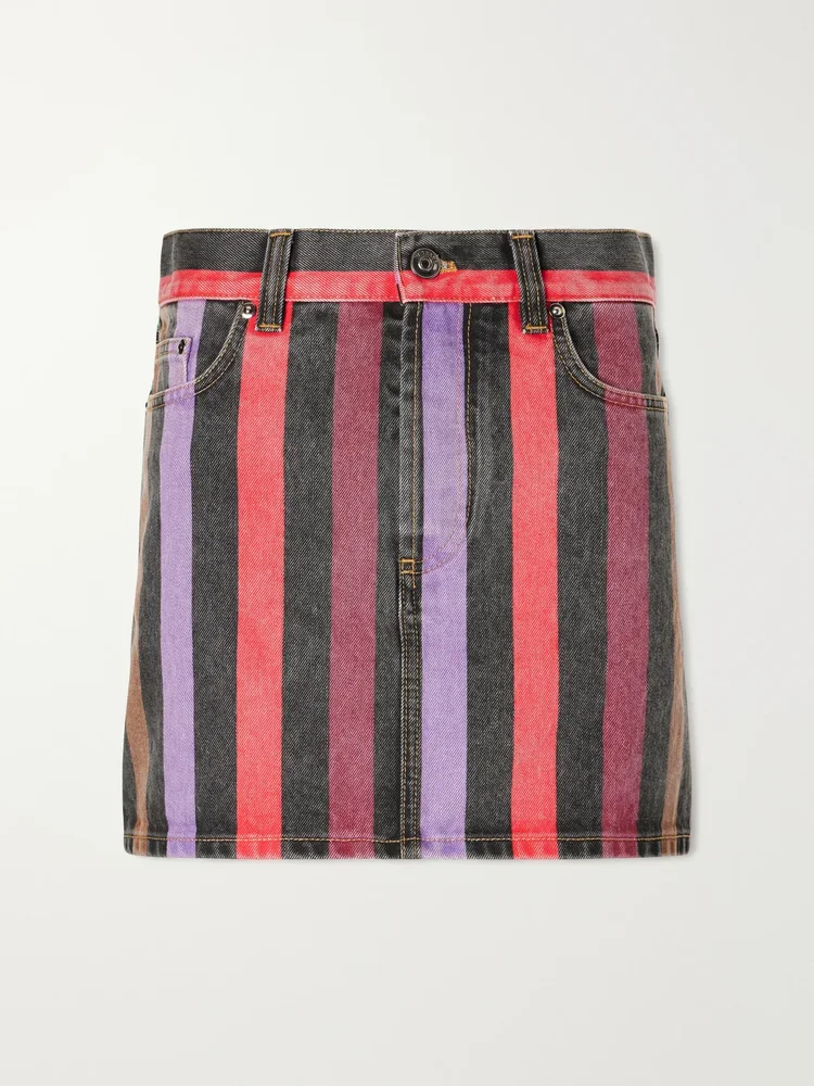 striped denim mini skirt