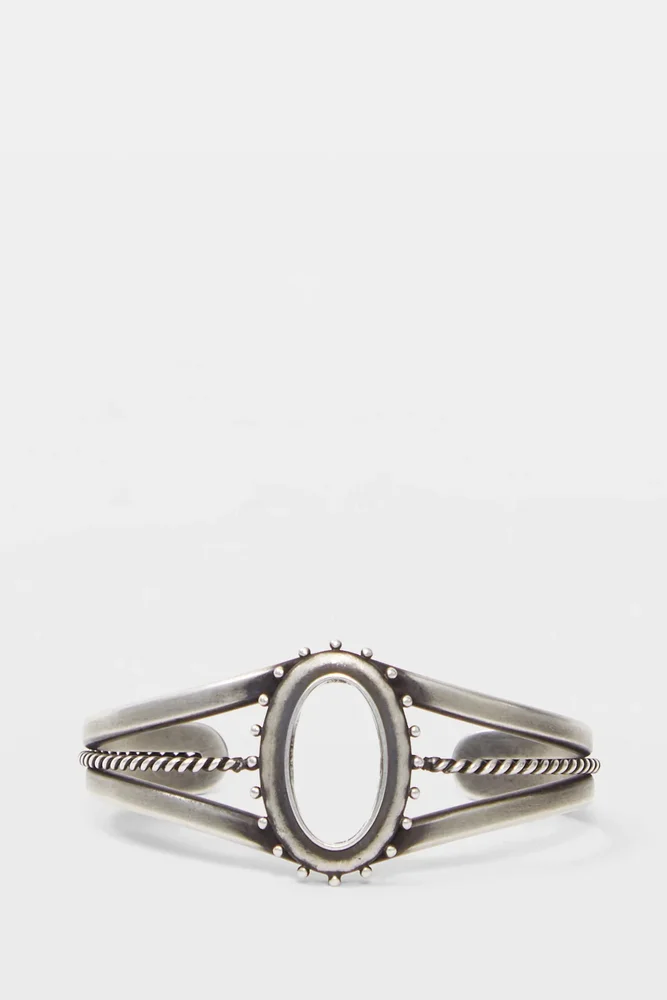 Fern Transparent Cabochon Cuff Bracelet