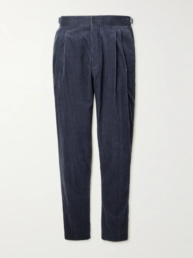 Slim-Fit Straight-Leg Cotton and Cashmere-Blend Corduroy Tuxedo Trousers