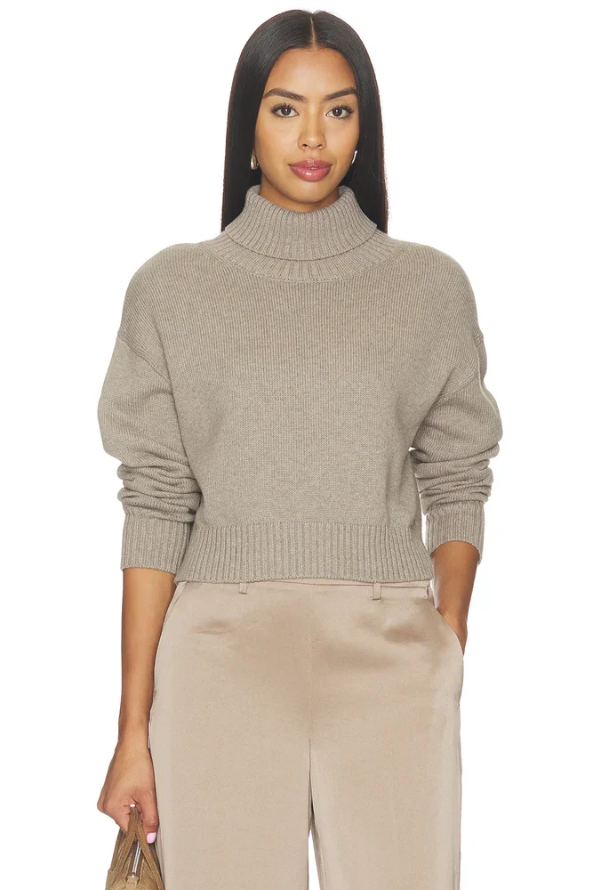 Cotton Cashmere Funnelneck Sweater