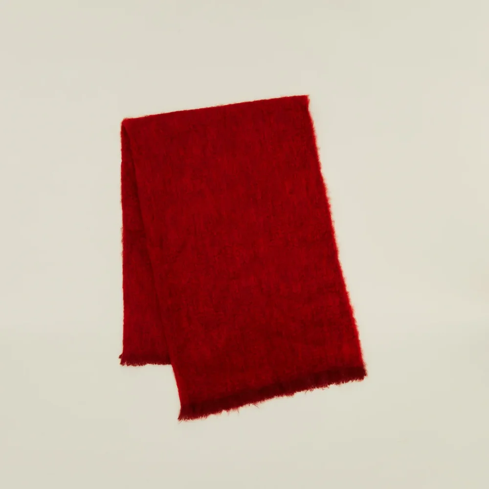 Solid Mohair Throw in Red