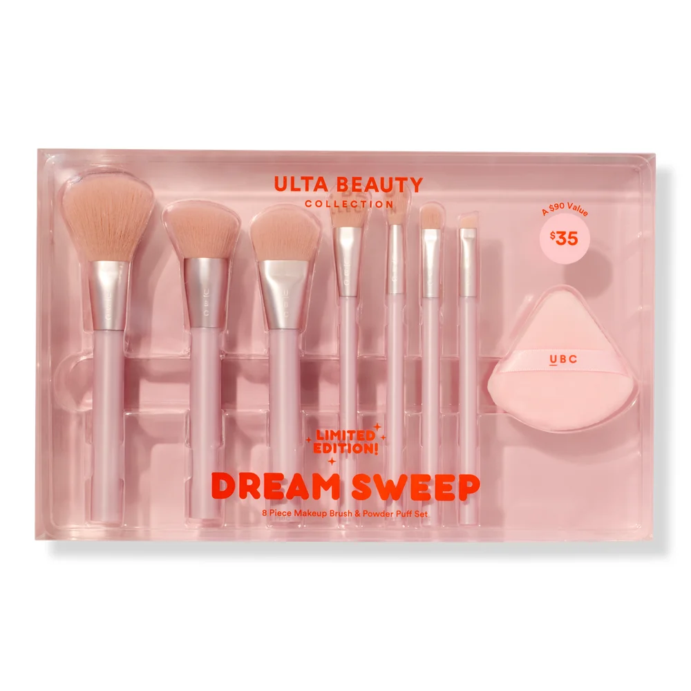 Dream Sweep 8 Piece Makeup Brush and Powder Puff Set