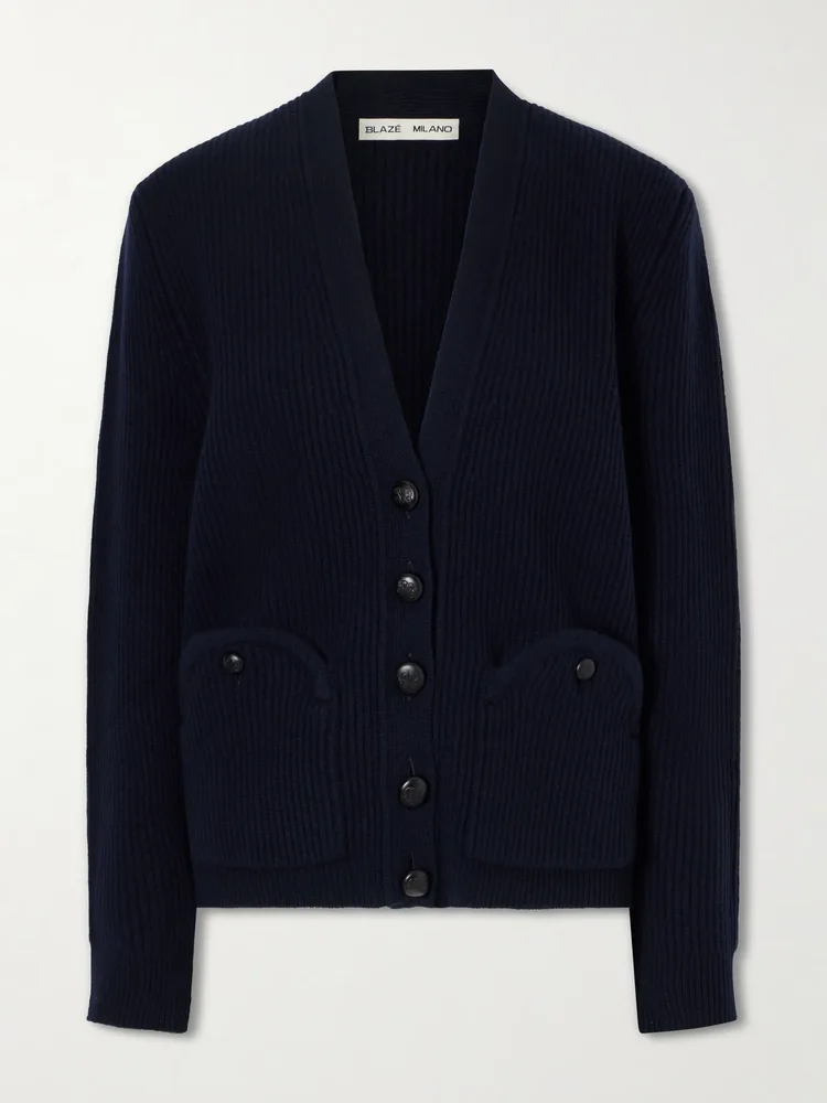 Ribbed wool and cashmere-blend cardigan