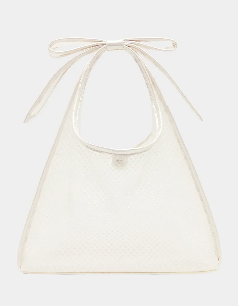 BOW MINI MESH TOTE PEARL