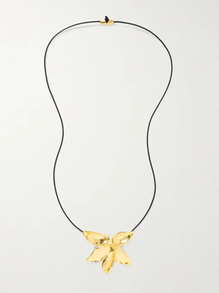 Eden Rock St Barths Frangipanier gold-plated and cord necklace