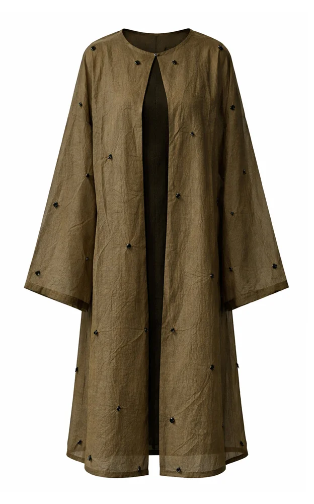 Inez Sequined Cotton Paper Trench Coat