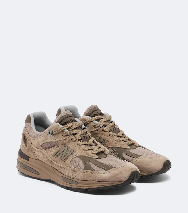 Made in UK 991V1 leather-trimmed sneakers