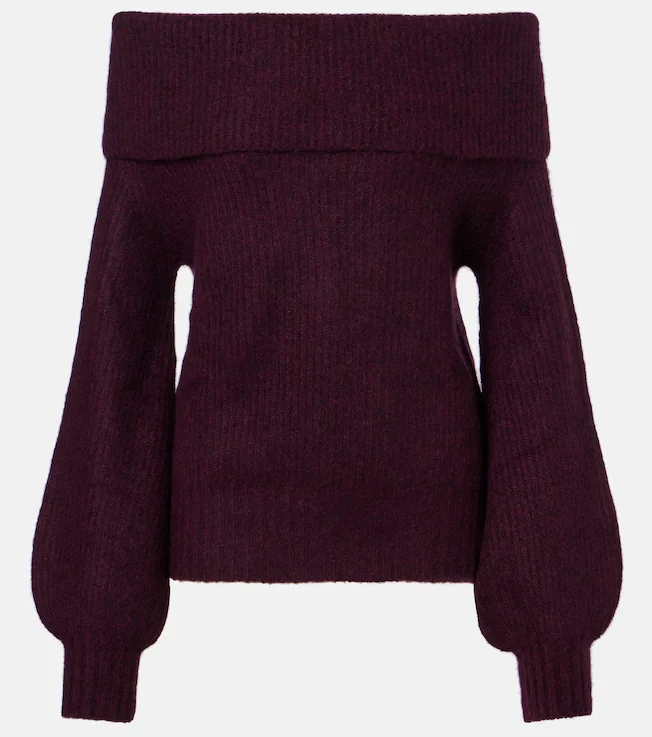 Off-shoulder cashmere and silk sweater
