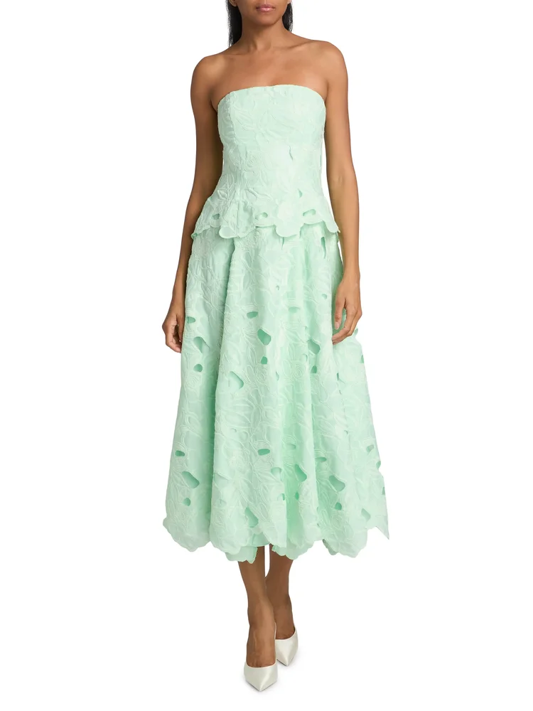 Isla Strapless Lace Midi-Dress