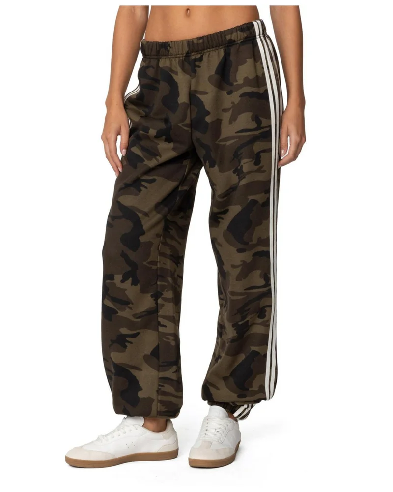 Camo Contast Striped Sweatpants