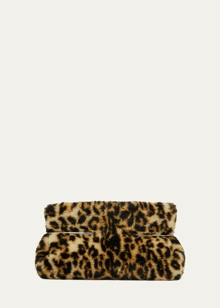 Pinch Leopard-Print Faux Fur Clutch Bag