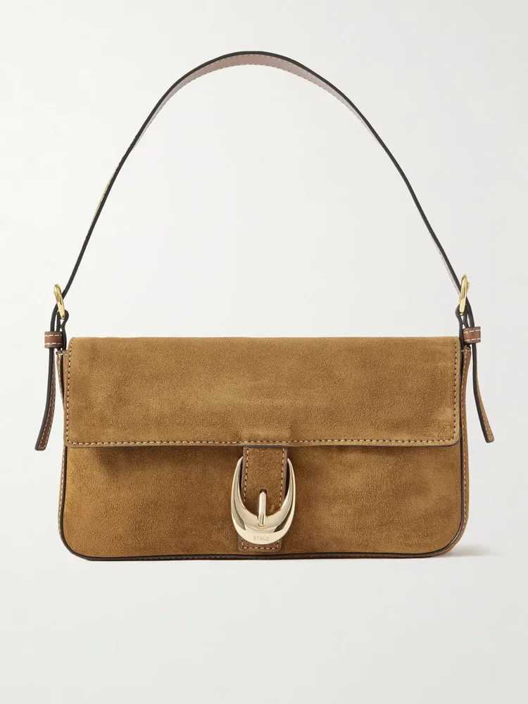 Harlow buckled suede shoulder bag