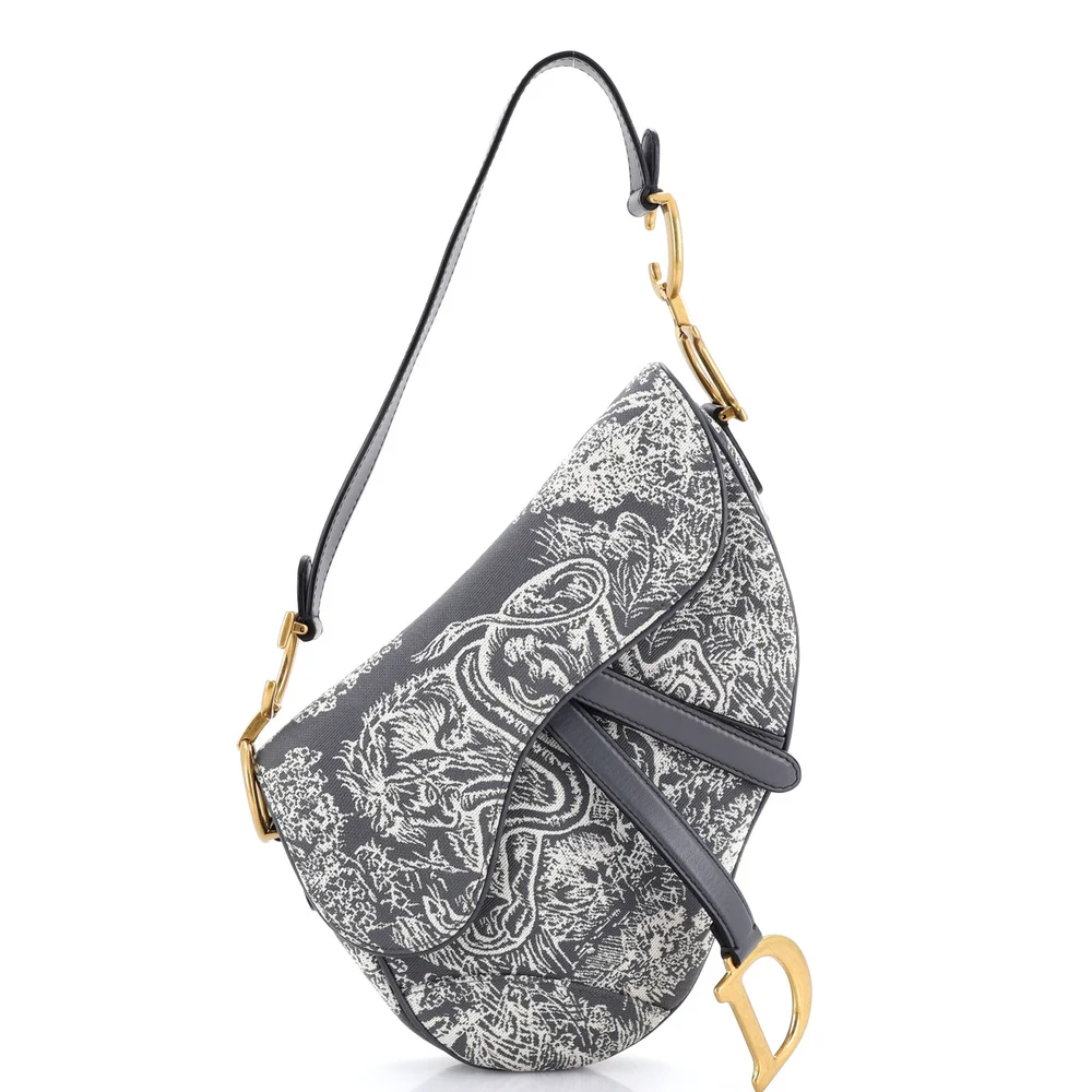 Pre-Owned Toile De Jouy Saddle Bag Embroidered Canvas Medium