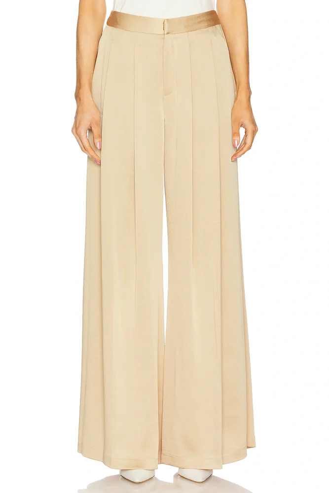 Aubrie Mid Rise Wide Leg Pant, Latte
